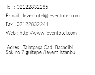 Levent Hotel iletiim bilgileri